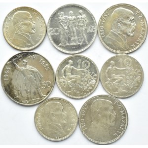Czechosłowacja, lot ośmiu srebrnych monet 1928-1955