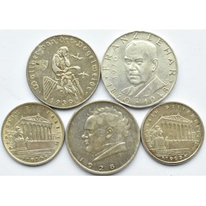 Austria, lot pięciu monet, 1925-1970, Wiedeń