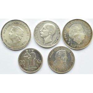 Holandia/Słowacja/Bułgaria, lot srebrnych monet, 5 sztuk