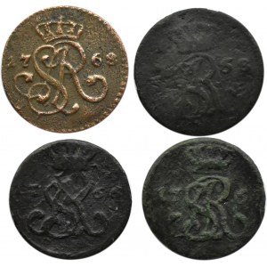 Stanisław A. Poniatowski, lot czterech monet, 1/2 grosza 1766-68 G, Kraków/Warszawa