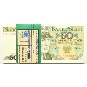 Polska, PRL, paczka bankowa 50 złotych 1988, seria HF