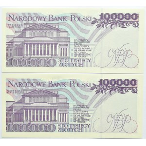 Polska, III RP, 2 X 100 000 złotych 1993, seria AD, UNC, kolejne numery