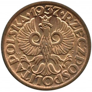 Polska, II RP, 1 grosz 1937, Warszawa, UNC