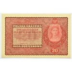 Polska, II RP, 20 marek 1919, II serja DQ, PMG 64 EPQ