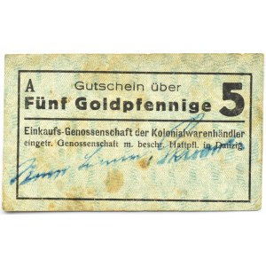 Danzig, Gdańsk, Einkaufs-Genossenschaft, 5 goldpfennig, seria A, rzadkie!