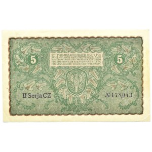 Polska, II RP, 5 marek 1919, II seria CZ