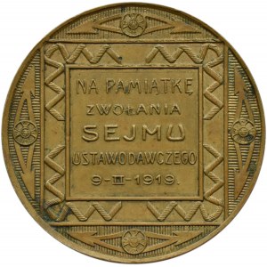 Polska, II RP, medal Na pamiątkę zwołania Sejmu Ustawodawczego 9-II-1919, Knedler, rzadki