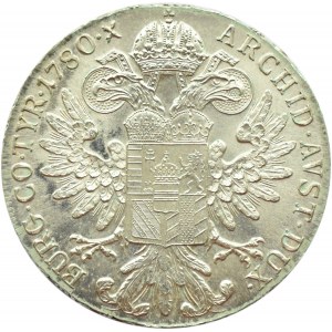 Austria, Maria Teresa, talar 1780, nowe bicie, menniczy egzemplarz