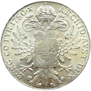 Austria, Maria Teresa, talar 1780, nowe bicie, menniczy egzemplarz