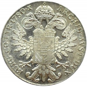 Austria, Maria Teresa, talar 1780, nowe bicie, menniczy egzemplarz