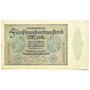 Niemcy, Republika Weimarska, 500000 marek 1923, rzadka seria G