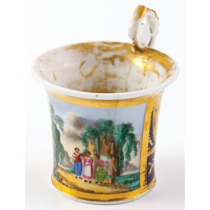 FILIŻANKA Z TRZEMA KOBIETAMI W PEJZAŻU, Rosja, Wierbiłki, Gardner, ok. 1825