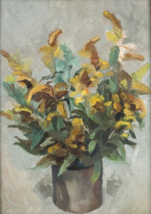 Ludwik Lille (1897 Podwołoczyska - 1957 Paryż), Żółte kwiaty w donicy