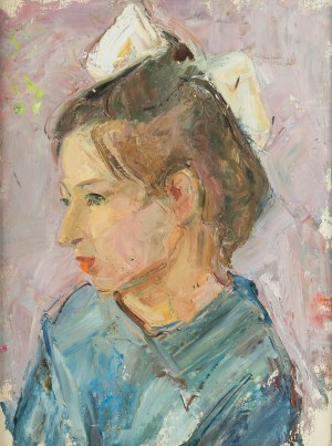 Romuald Smorczewski (1901 Warszawa-1962), Portret dziewczynki z kokardą