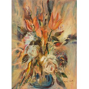 Ludwik Klimek (1912 Skoczów - 1992 Nicea), Kwiaty w niebieskim wazonie