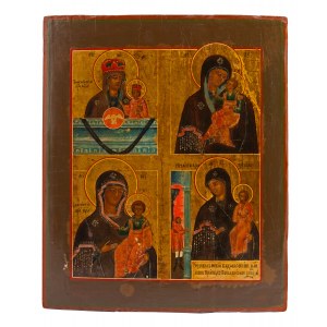 Ikona - cztery wyobrażenia Matki Boskiej, Rosja, II poł XIX w.