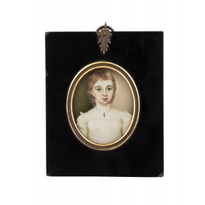 Miniatura - portret młodej damy, Anglia, k. XIX w.