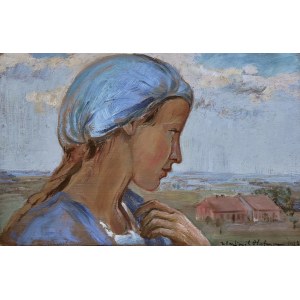 Wlastimil Hofman (1881-1970), Dziewczyna w błękitnym czepku, 1923