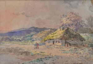 Seweryn Bieszczad (1852-1923), Pejzaż z chatami