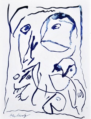 Pierre Alechinsky (Ur. 1927), Niebieska abstrakcja, 1962
