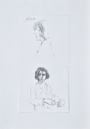 Roman Banaszewski (Ur. 1932), Dwa szkice: kobieta z lewego profilu oraz portret kobiety