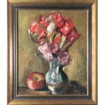 Manuel Ortiz de ZARATE (1886-1946), Martwa natura z kwiatami w wazonie i jabłkiem, 1946