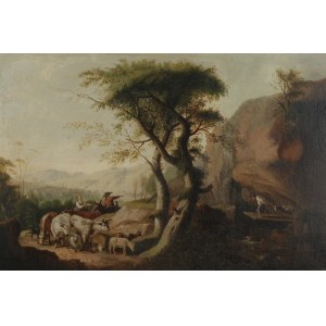 Malarz nieokreślony, XVIII w., Scena rodzajowa z pasterzami