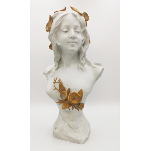 Edouard FORTINI (1862-?) ?, Dziewczyna z kwiatami we włosach - rzeźba secesyjna