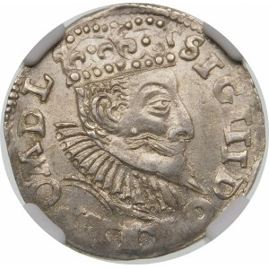 Zygmunt III Waza, Trojak 1597, Poznań – data rozdzielona znakiem mincerskim