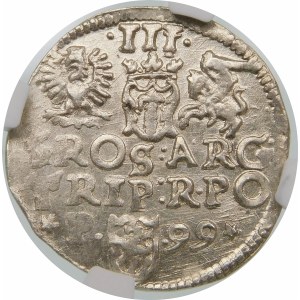 Zygmunt III Waza, Trojak 1599, Poznań – P z lewej – gwiazdki – hybryda
