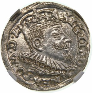 Zygmunt III Waza, Trojak 1593, Wilno – herb Chalecki z rozetkami i kropkami po bokach