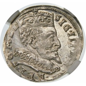 Zygmunt III Waza, Trojak 1595, Wilno – pełna data rozdzielona herbem Chalecki – rozetki