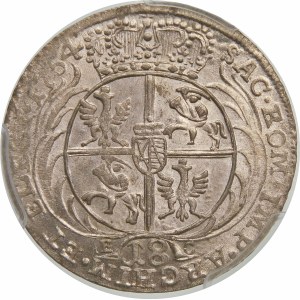 August III Sas, Ort 1754 EC, Lipsk – szerokie popiersie – odmiana