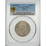 August III Sas, Ort 1754 EC, Lipsk – szerokie popiersie – odmiana