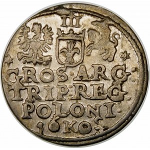 Zygmunt III Waza, Trojak 1602, Kraków – cyfra 2 w dacie w lustrzanym odbiciu
