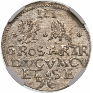 Kurlandia, Fryderyk Kettler, Trojak 1596, Mitawa – data u dołu – rzadka