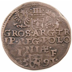 Zygmunt III Waza, Trojak 1591, Olkusz – bez znaku – NIÆ