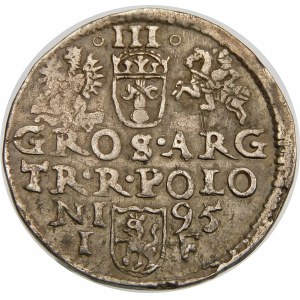 Zygmunt III Waza, Trojak 1595, Olkusz – ze znakiem w otoku