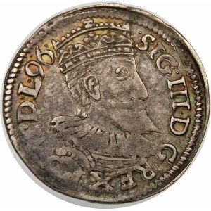 Zygmunt III Waza, Trojak 1596, Wschowa – korona płaska, kwiatki – SIG III