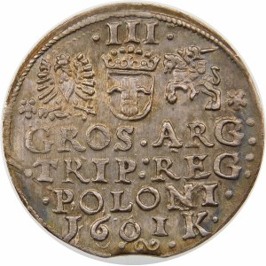 Zygmunt III Waza, Trojak 1601, Kraków – głowa w lewo