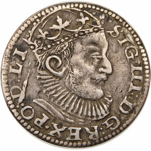 Zygmunt III Waza, Trojak 1589, Ryga – lilijka z jednej strony GE – ozdobniki