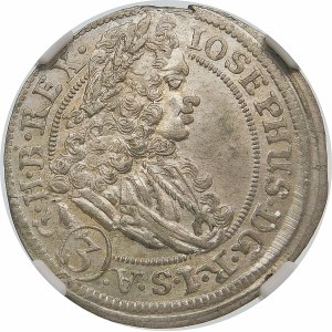 Austria, Józef I (1705-1711), 3 krajcary 1707 FN, Wrocław