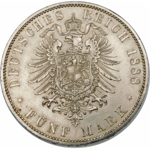 Niemcy, Prusy, Fryderyk III 1888, 5 marek 1888 A, Berlin - piękna