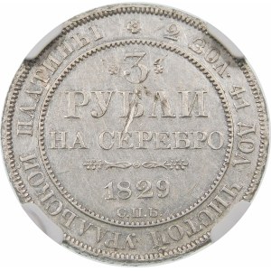 Rosja, Mikołaj I (1825-1855), 3 ruble 1829 СПБ, Petersburg – platyna – bardzo rzadka