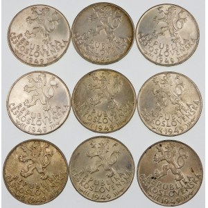 Czechosłowacja 100 koron, 1949 – zestaw (szt. 9)
