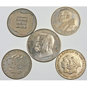 Zestaw 5 srebrnych monet PRL