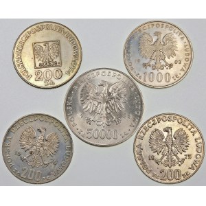 Zestaw 5 srebrnych monet PRL