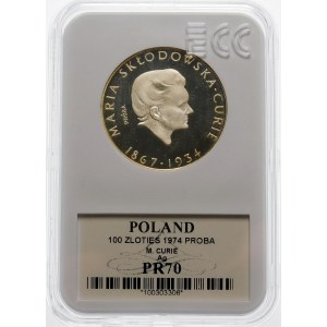 Próba 100 złotych 1974 Maria Skłodowska Curie - srebro