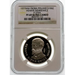 Próba 100 złotych 1977 Sienkiewicz - srebro