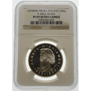 Próba 100 złotych 1979 Wieniawski - srebro